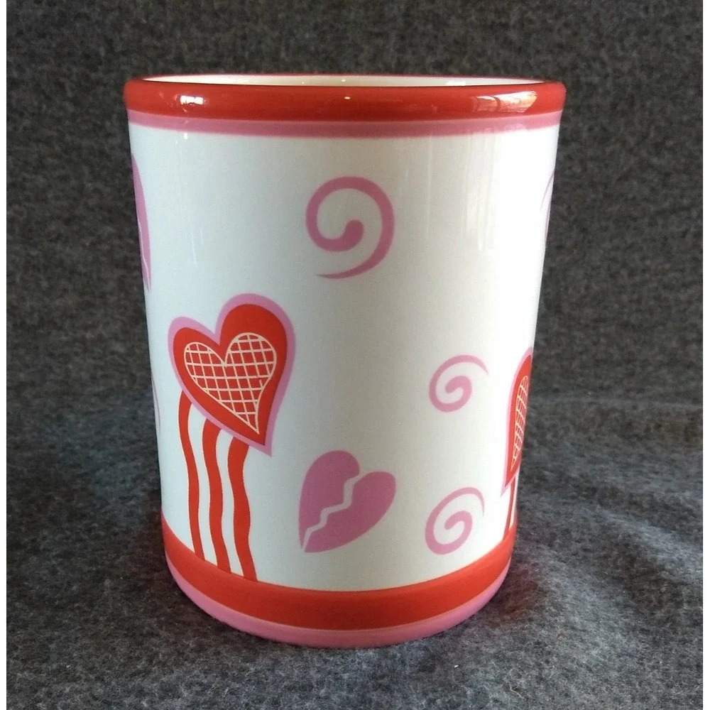 Yankee Candle Ceramic Jar Holder Keeper Valentine's Heart‎ Love White Red Pink